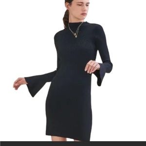 Maje Black Long-Sleeve Bell Cuff Knit Dress